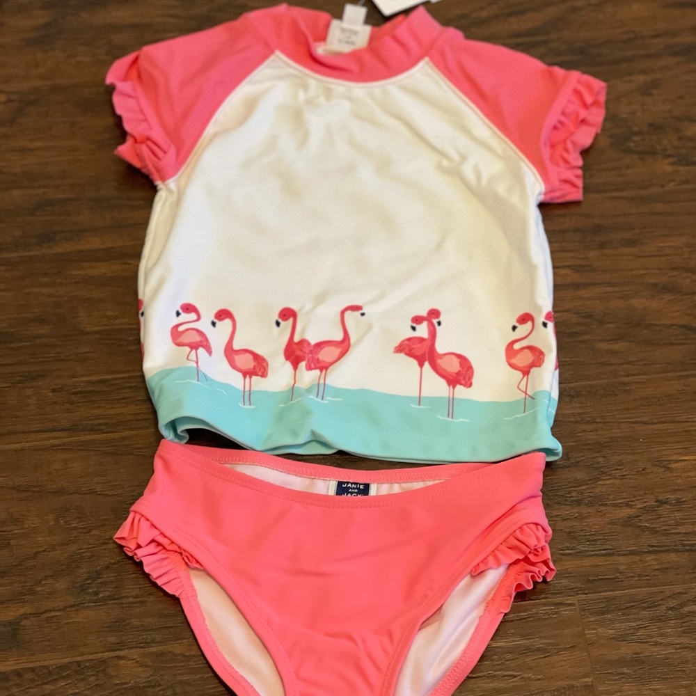 NWT Janie and Jack Island Flamingo 4T Swim